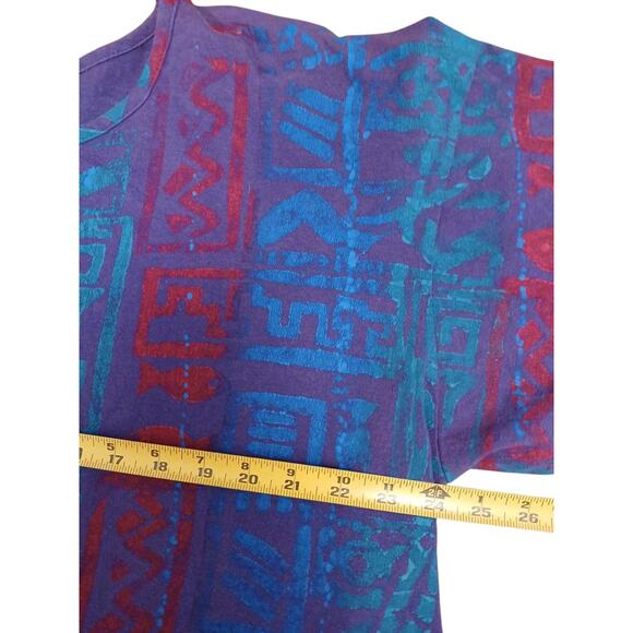 90s EZL Shirt One Size up to 1X Blue Purple Rasta Raggae Tropical Festival Boho - Picture 6 of 11